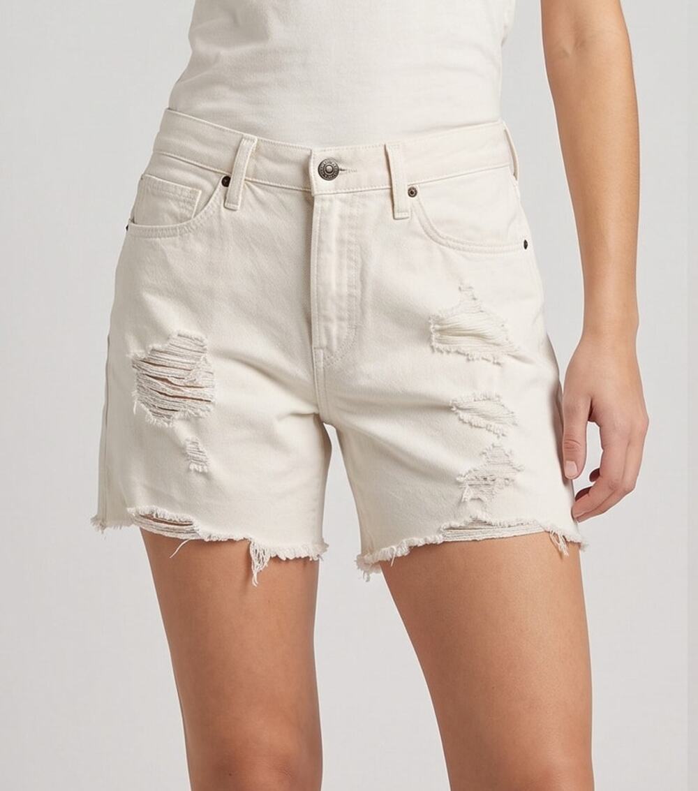 Lucky Brand Womens 12 31 White Cutoff Distressed Denim The Boyfriend Shorts